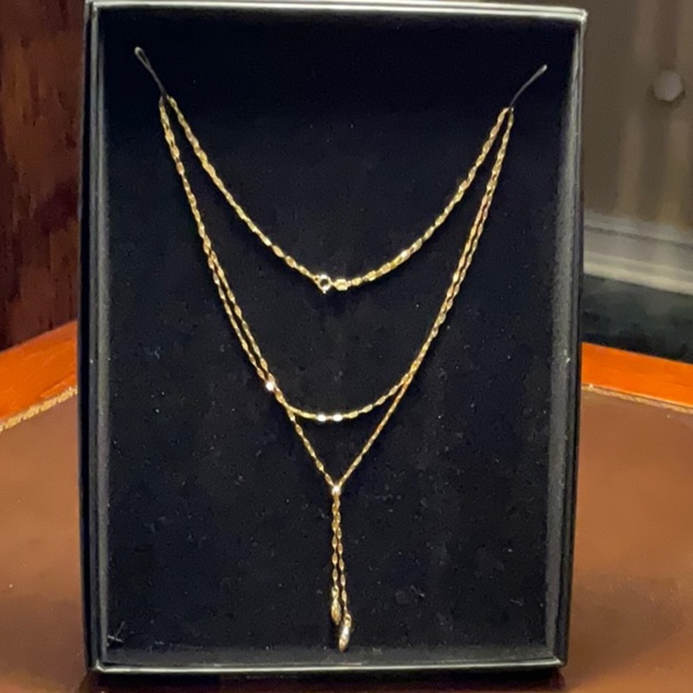Beautiful Lariat 14K Gold Necklace